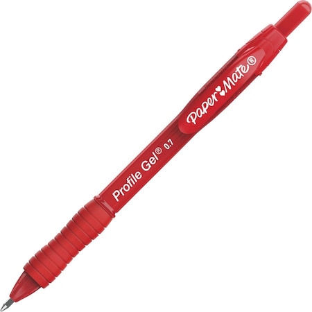 Paper Mate Gel Pen, 0.7mm Point, 3/10"Wx3/10"Lx7"H, 12/DZ, Red PK PAP2095463